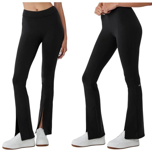 Alo Yoga Airbrush High-Waist Front-Slit Straight-Leg Legging Black Size S - Picture 6 of 8